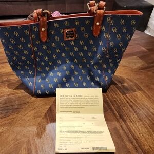 Dooney & Bourke Navy and Tan Tote Bag
